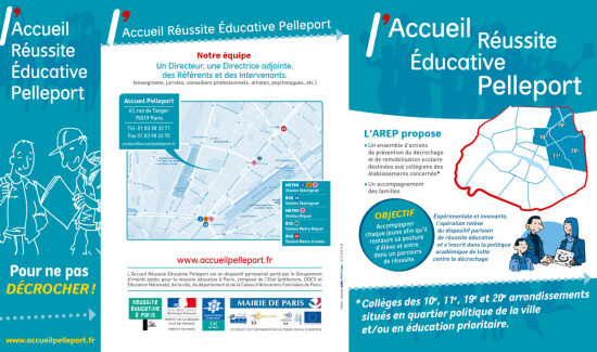 Realisation d'une plaquette 4 pages + marque page pour l'Accueil Pelleport